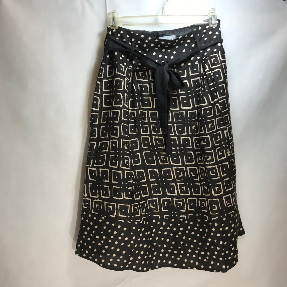 SHERRY TAYLOR BLACK/BEIGE MIXED PRINT A-LINE